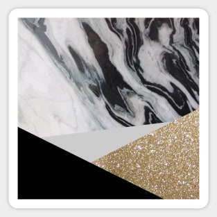 Modern preppy chic black Gold Pattern  Geometric marble Sticker